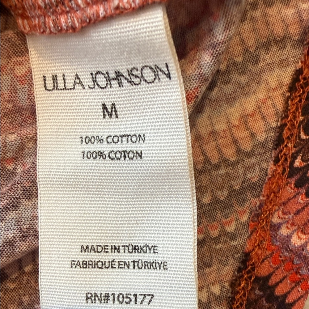 NWOT Ulla Johnson Allie Red and Pink Patterned ruched Tank Top - Picture 4 of 6